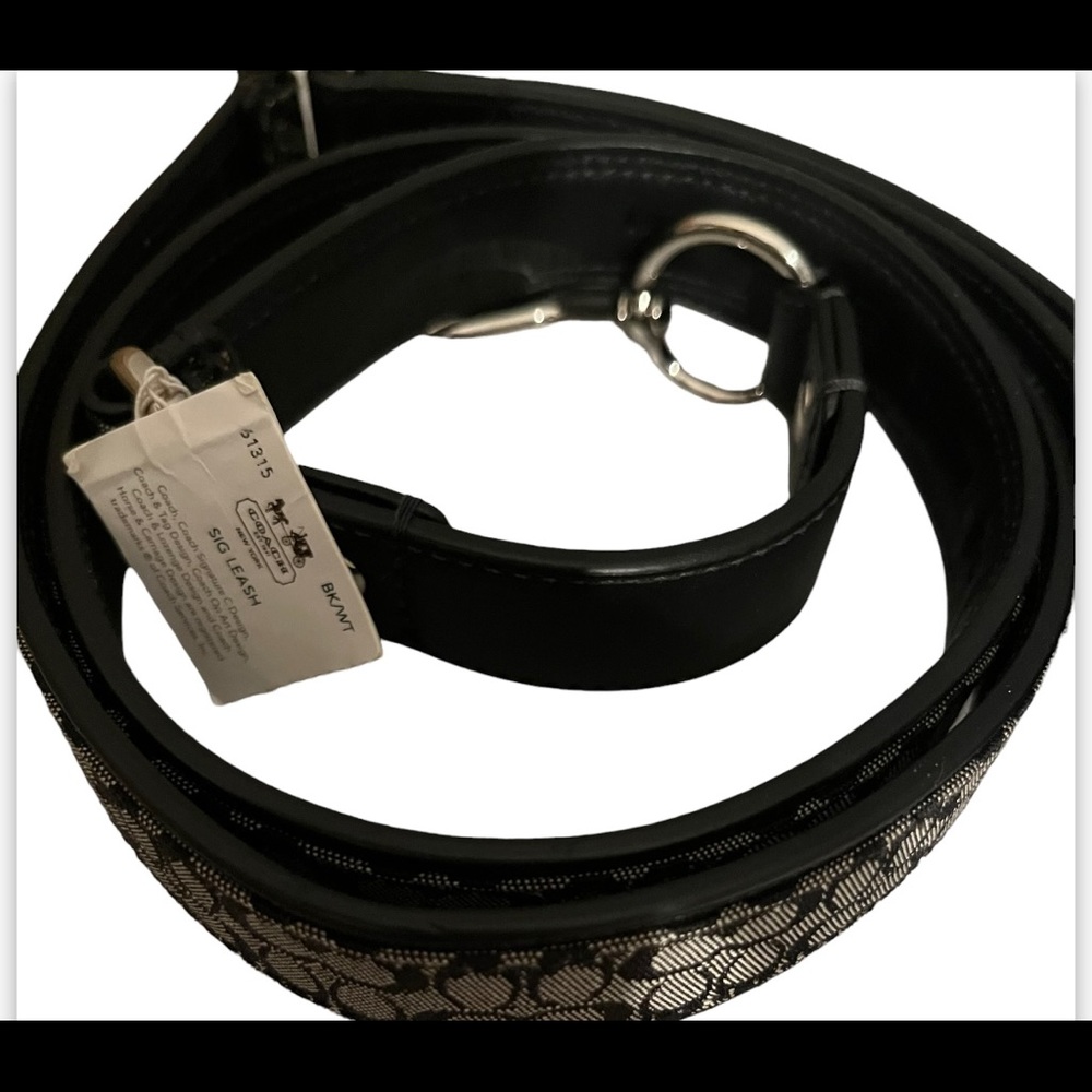 Coach Brand New with Tags Signature Black & White Dog Leash Sz Large 61315